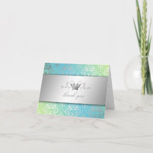 Türkis des Damast-311-Dazzling u. Limones danken Dankeskarte