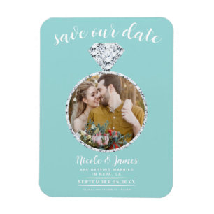 Türkis Diamant Ring Bling Foto Termin vormerken Magnet