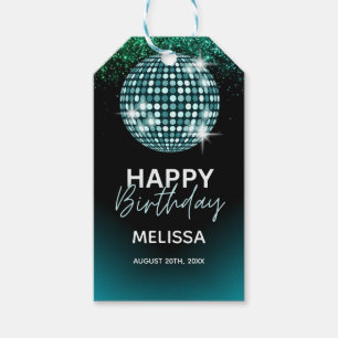 Türkis Disco Glitzer Dance Happy Birthday Geschenkanhänger