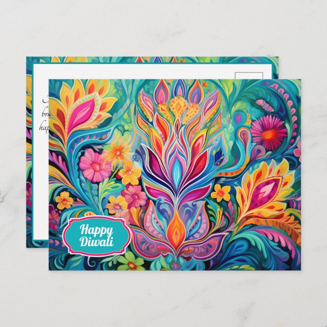 Türkis Diwali Dreamscape Postkarte (Vorne/Hinten)