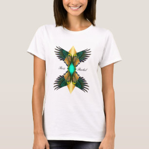 Türkis Doppel-Flügel-Diamant-Design T-Shirt
