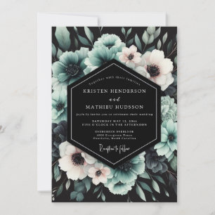 Türkis dramatische Anemonen-Hochzeit Einladung