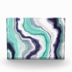 Türkis, dunkelblau und weißer Marmor Agate Wirbel Fotoblock