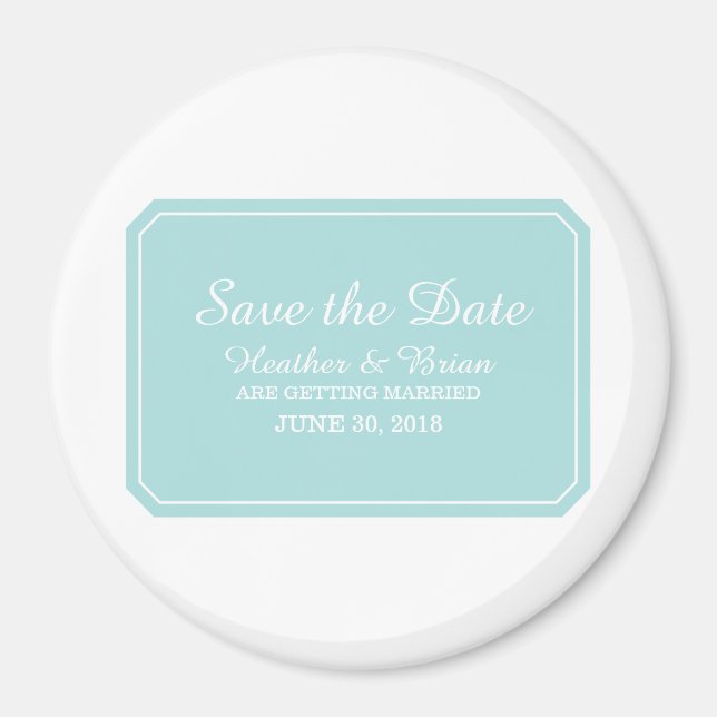 Türkis einfach elegant Save the Date Magnet (Vorne)