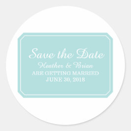 Türkis einfach elegant Save the Date Runder Aufkleber