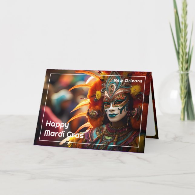 💚 💜 💛 Türkis Elegance: Mardi Gras Radiance Karte (Vorderseite)