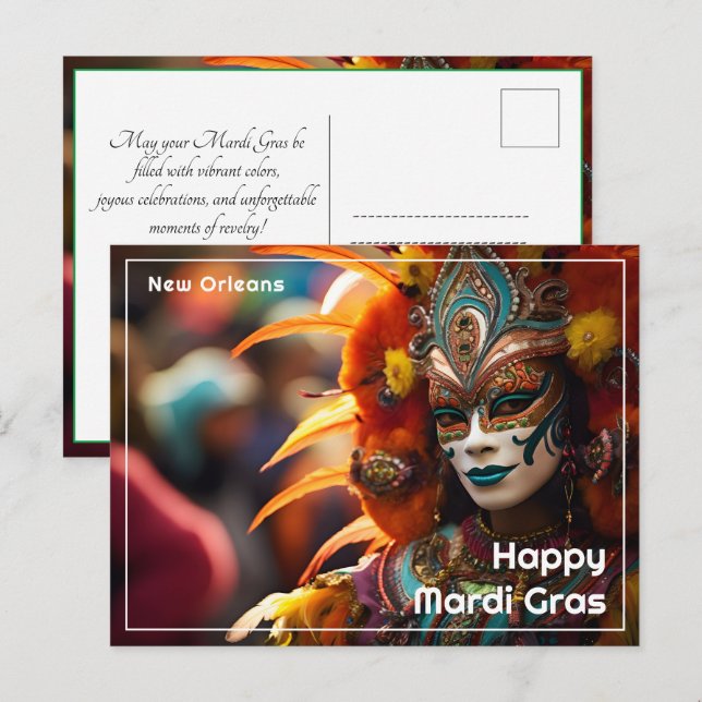 💚 💜 💛 Türkis Elegance: Mardi Gras Radiance Postkarte (Vorne/Hinten)
