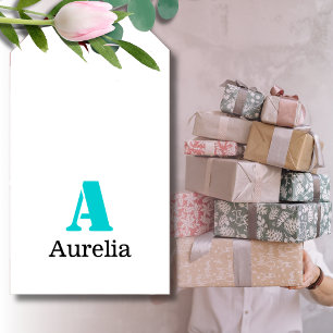 Türkis Elegant Erstmaliger Schwarzer Name   Modern Geschenkanhänger