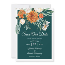 Türkis Elegant Orange Herbst-Blumen-Hochzeit