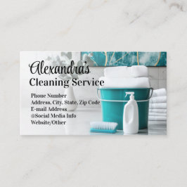 Türkis Eleganter Reinigungsservice Visitenkarte