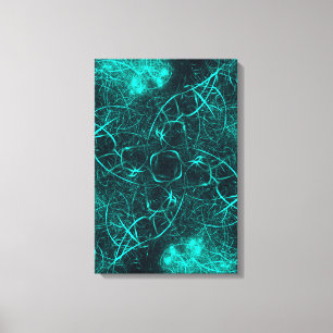 Türkis Elektrische Energie Web Fraktale Kunst Leinwanddruck