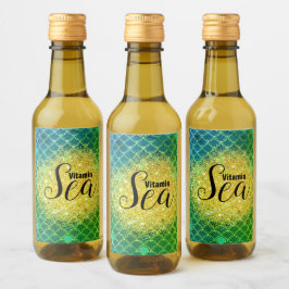 Türkis Emerald Mermaid Scales individuell anpassba Weinetikett