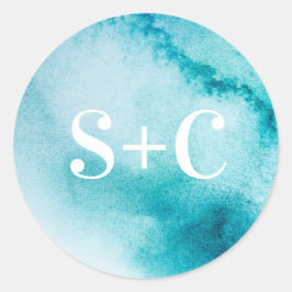 Türkis Erstmalige personalisierte Hochzeitsticker Runder Aufkleber