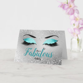 Türkis Fabulous Glitzer Eyes Standard Geburtstag Karte