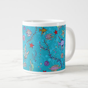 Türkis-Fisch-Muster Jumbo-Tasse