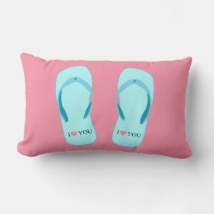 Türkis Flip Flops Pink Lumbar Kissen