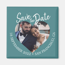 Türkis Foto Modern Schrift Save-the-Date-Karte Magnet