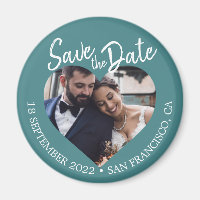 Türkis Foto Moderne Schrift Save-the-Date-Karte