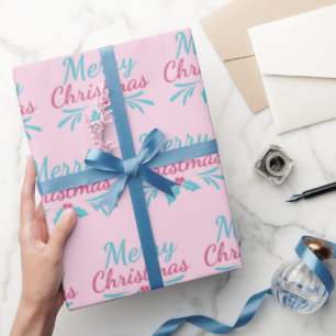 Türkis Frohe Weihnachtspastel Rosa Nahtlos Geschenkpapier