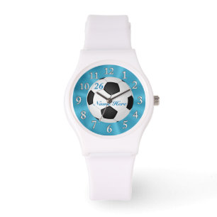 Türkis-Fußball-Uhren mit NAMEN und ZAHL Armbanduhr