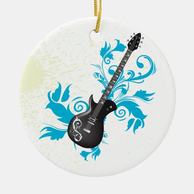 Türkis-Gitarre-Blätter, maßgeschneidert Keramik Ornament (Vorne)
