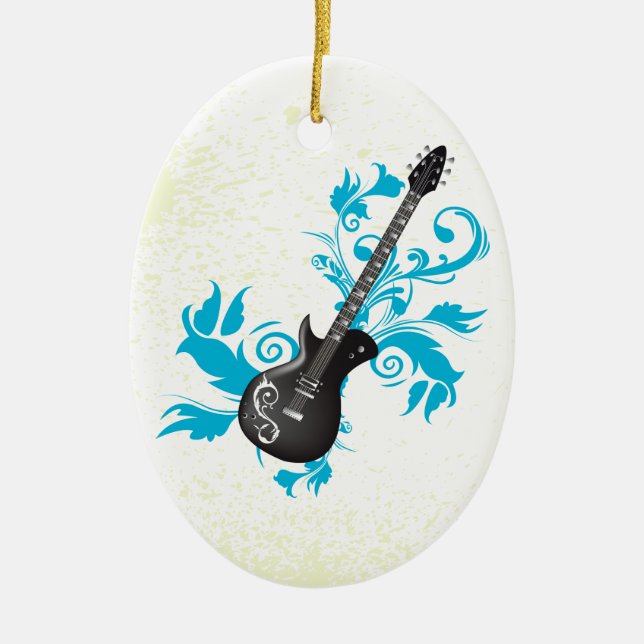 Türkis-Gitarre-Blätter, maßgeschneidert Keramik Ornament (Vorne)