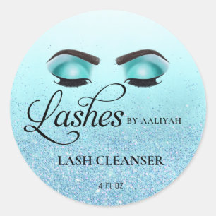 Türkis Glam Glitzer Lash Bath Shampoo Cleanser Runder Aufkleber