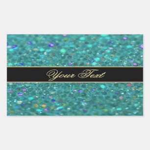 Türkis Glitter Glam Rechteckiger Aufkleber