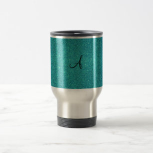 Türkis-Glittermonogramm Reisebecher