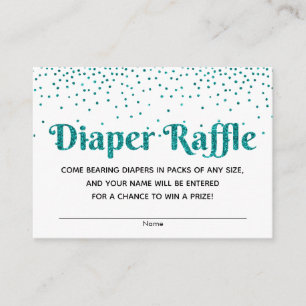 Türkis glitzernde Konfetti-Windel-Raffle-Tickets Begleitkarte