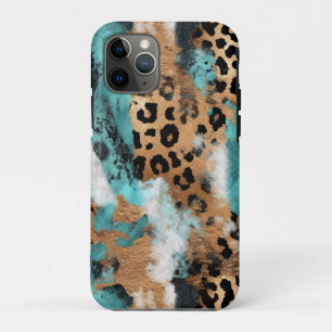 Türkis Gold Black Leopard Case-Mate iPhone Hülle