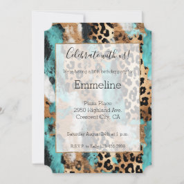 Türkis Gold Black Leopard Einladung