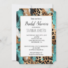 Türkis Gold Black Leopard Einladung