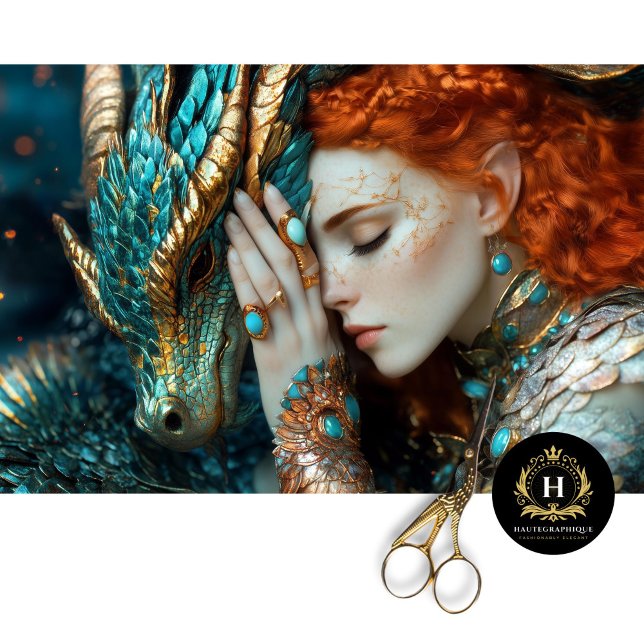 Türkis & Gold Elf Dragon Fantasy Decoupage Seidenpapier (Von Creator hochgeladen)