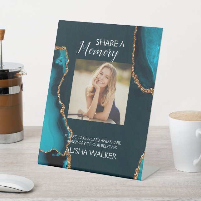 Türkis & Gold - Gedächtnisbeerdigung Sockelschild (In SItu)