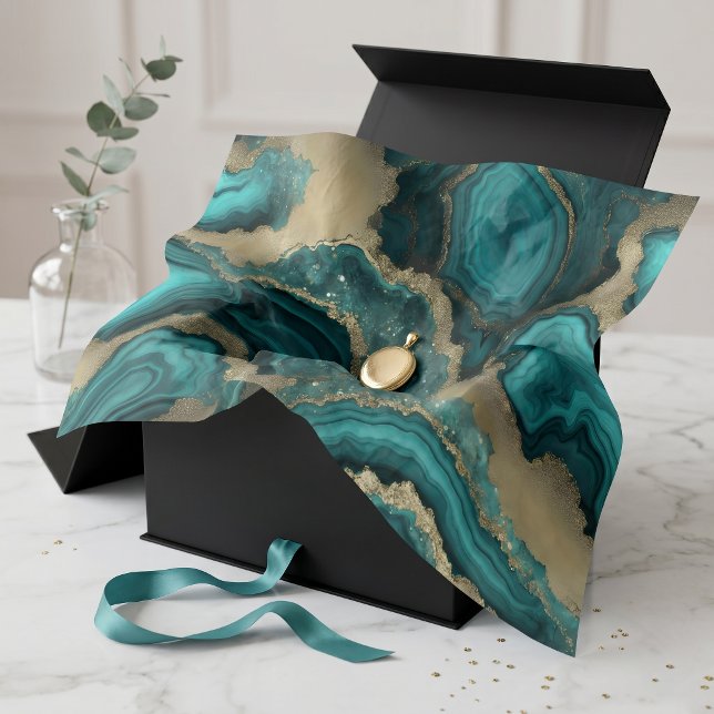 Türkis Gold Glitter Achat Geode Marmor Seidenpapier (Von Creator hochgeladen)