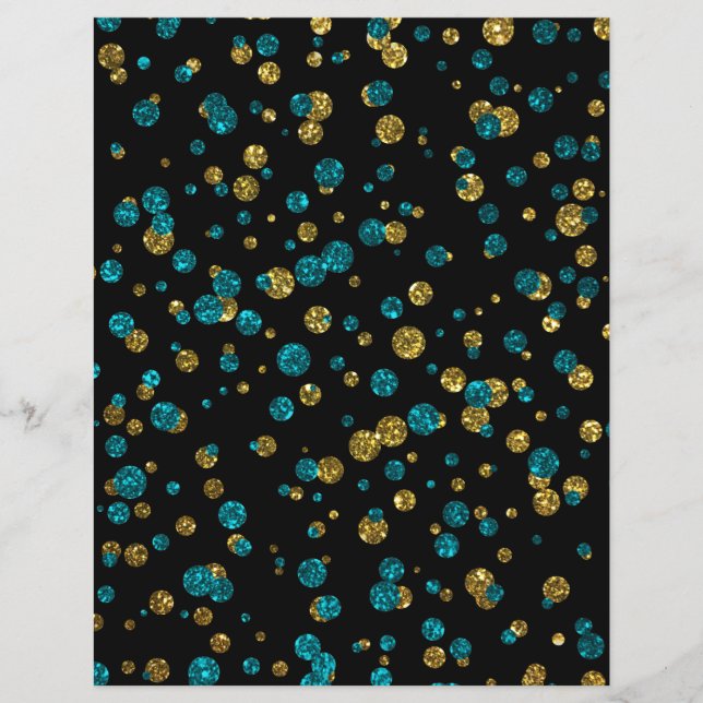 Türkis Gold Glitzer Confetti Scrapbook Paper (Vorderseite)