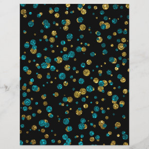 Türkis Gold Glitzer Confetti Scrapbook Paper