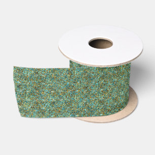 Türkis-Gold Glitzer-RIBBON SPOOL Satinband