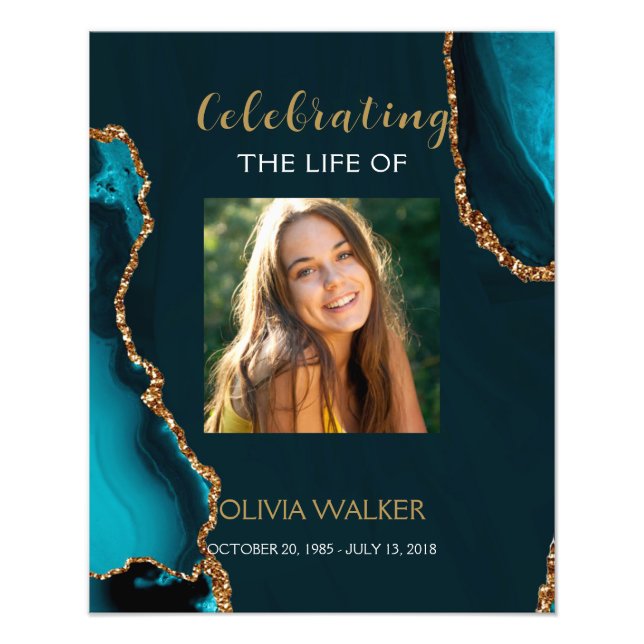 Türkis & Gold Grüne Begrüßung Zeichen Fotodruck (Vorne)