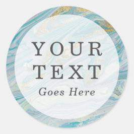 Türkis & Gold Marmor Swirl Agate Geode Custom Runder Aufkleber