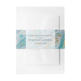 Türkis & Gold Marmor Swirl Agate Geode Wedding Einladungsbanderole