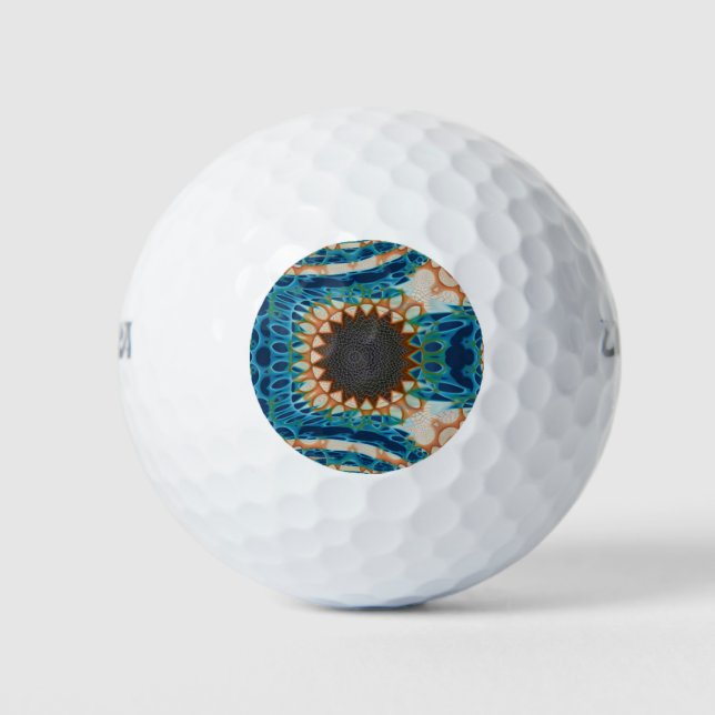 Türkis Gold Sun Southwestern Art Golfball (Vorderseite)