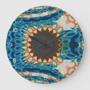 Türkis Gold Sun Southwestern Art Große Wanduhr