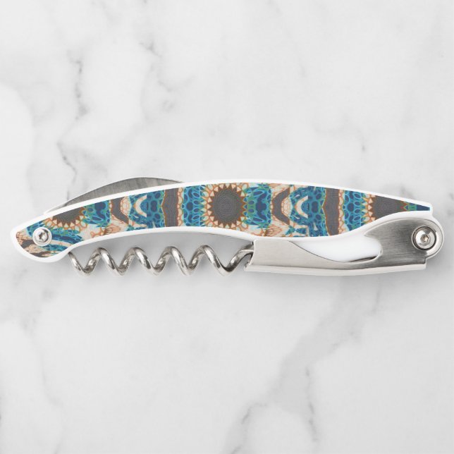 Türkis Gold Sun Southwestern Art Kellnermesser (Rückseite)