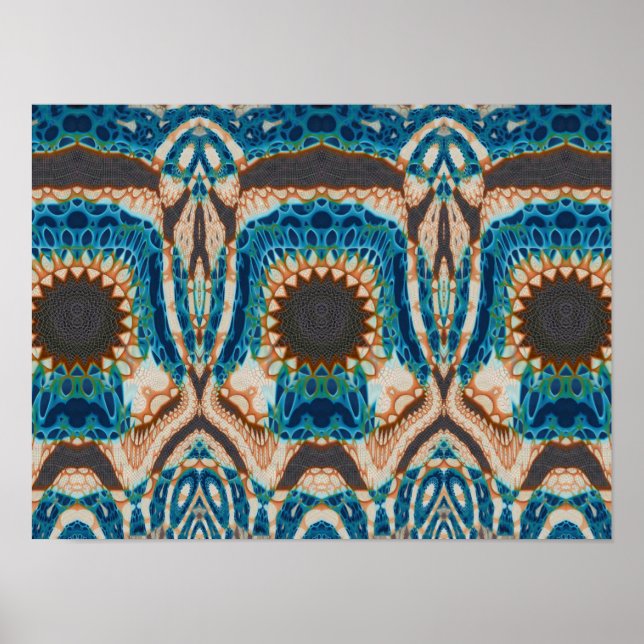 Türkis Gold Sun Southwestern Art Poster (Vorne)