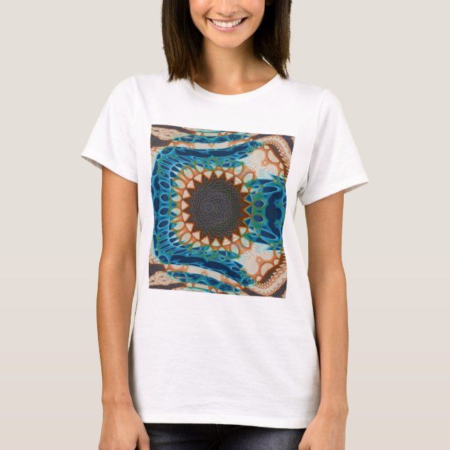 Türkis Gold Sun Southwestern Art T-Shirt (Vorderseite)