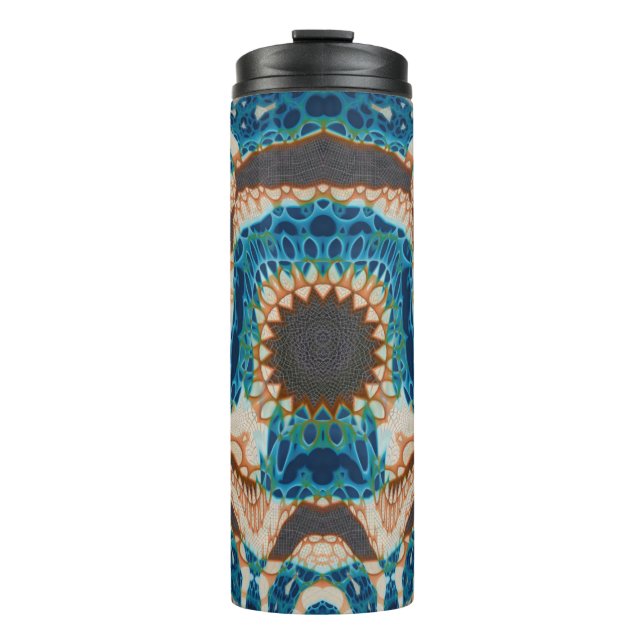 Türkis Gold Sun Southwestern Art Thermosbecher (Vorderseite)