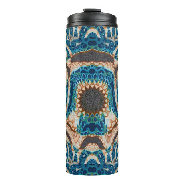 Türkis Gold Sun Southwestern Art Thermosbecher (Vorderseite)