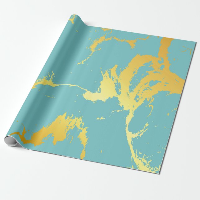 Türkis Golden Foil Geschenkpapier (Ungerollt)
